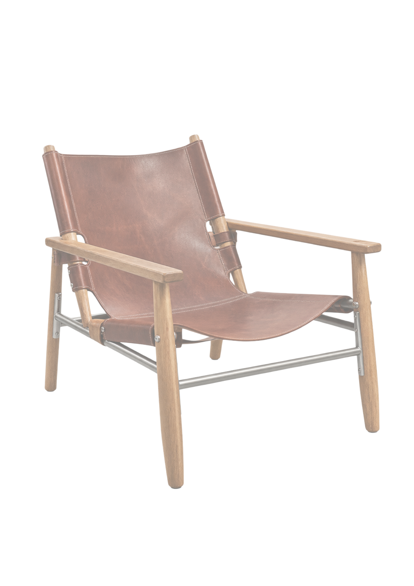 Leather and wood lounge chair being evaluated across manufacturing and commercial criteria